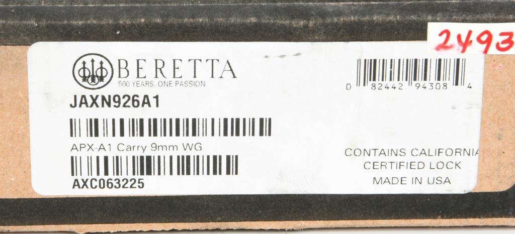 NEW Beretta APX A1 Carry Wolf Grey 9mm 3.3" Barrel