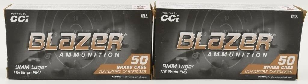 100 Rounds of CCI Blazer 9mm Luger Ammunition