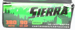 40 Rounds Of Sierra .380 ACP Ammunition