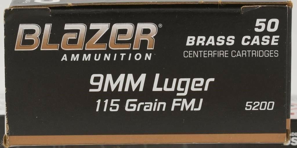 100 Rounds of CCI Blazer 9mm Luger Ammunition