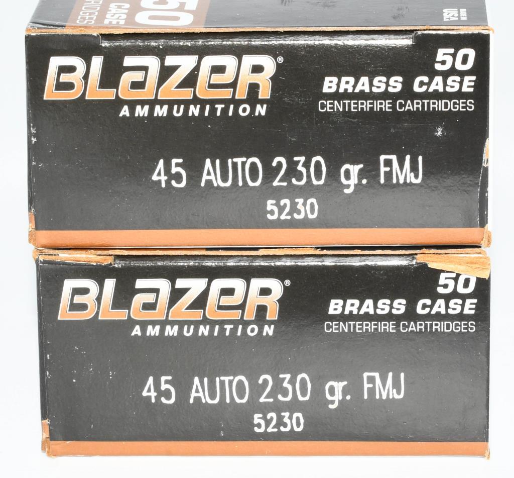 100 Rounds of Blazer .45 ACP Ammunition