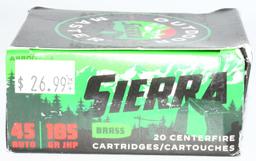 40 Rounds Of Sierra .45 ACP JHP Ammunition