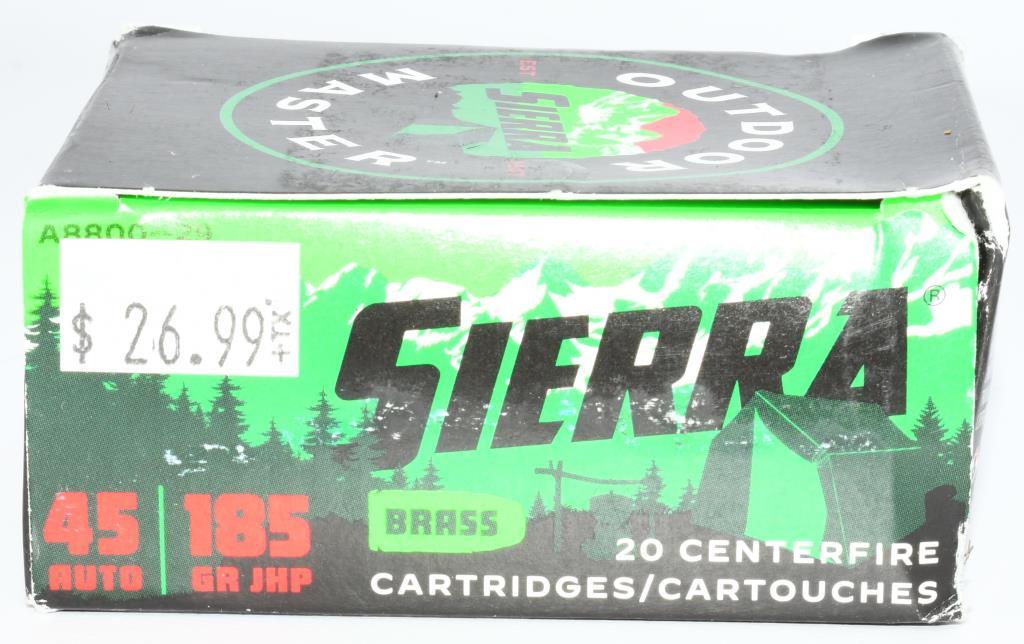40 Rounds Of Sierra .45 ACP JHP Ammunition