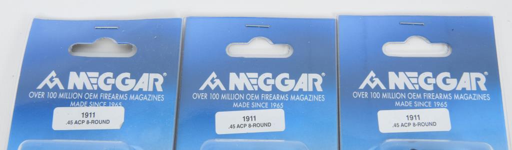 3 NIP Mec-Gar 8 Round .45 Cal 1911 Magazines