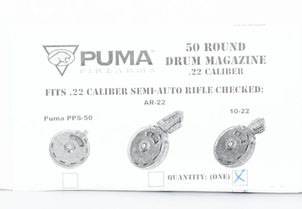 NIB Puma 50 Rd Drum Magazine For Ruger 10/22