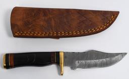 Hand Made Damascus Fixed Blade Knife W/ Sheath