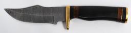 Hand Made Damascus Fixed Blade Knife W/ Sheath