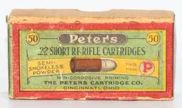 50 Rd Collector Box Of Peter's .22 Short RF Ammo