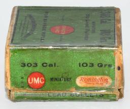 Rare Collector Box Remington .303 Cal Lead Bullets