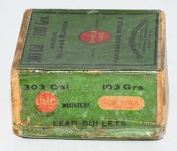 Rare Collector Box Remington .303 Cal Lead Bullets