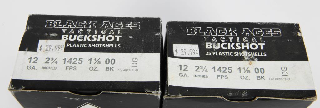 50 Rounds of 12 Gauge 00 Buckshot Black Aces