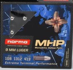 40 Rounds Of Norma MHP 9mm Luger Ammunition