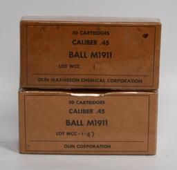 100 Rounds Of Ball M1911 .45 Caliber Ammunition