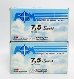 40 Rounds of FNM 7.5x55 Swiss Ammunition