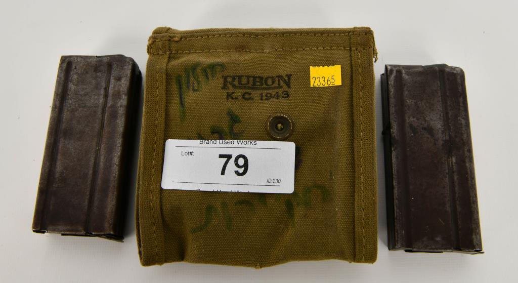 Lot of Two M1 Carbine Mags and Military Pouch