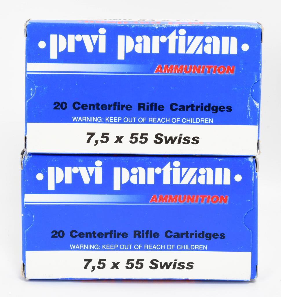 40 Rounds Prvi Partizan 7.5x55 Swiss Ammunition