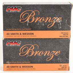 100 Rounds Of PMC Bronze 40 S&W Ammunition