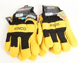 (2) Pr NEW KINCO Lined Grain Deerskin Work Gloves