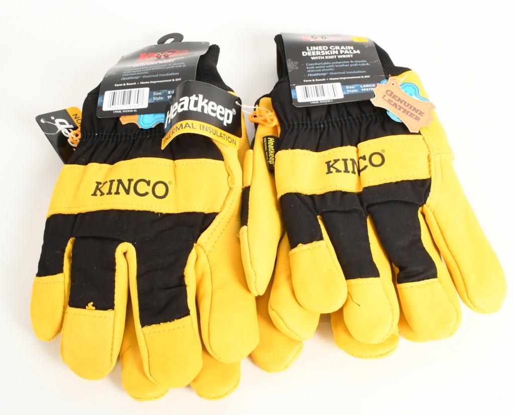 (2) Pr NEW KINCO Lined Grain Deerskin Work Gloves