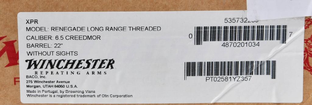 NEW Winchester XPR Renegade Long Range SR 6.5