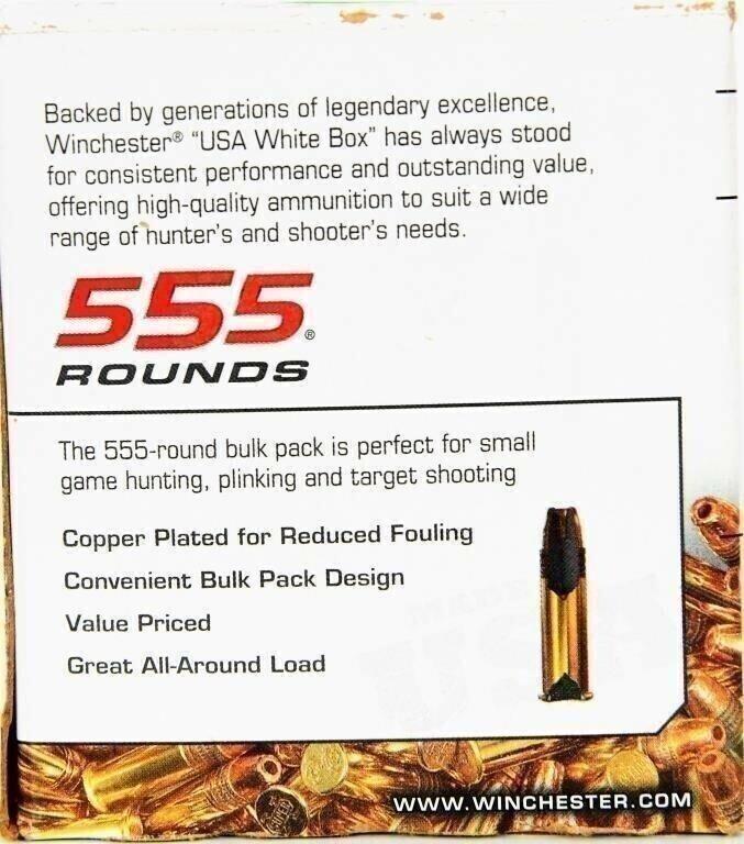 555 Rounds Of Winchester .22 LR Ammunition