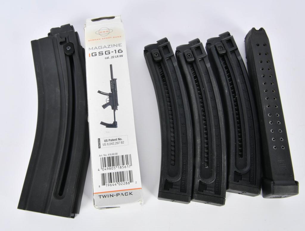 Lot of 7 Magazines 5 For a GSG-16, 1 Glock, 1 S&W