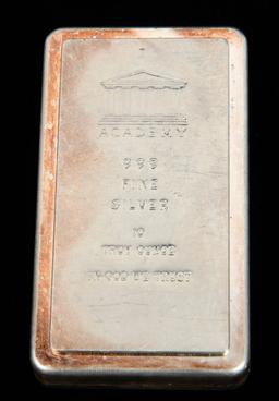 10 oz Academy Silver Bar small Font Stacker