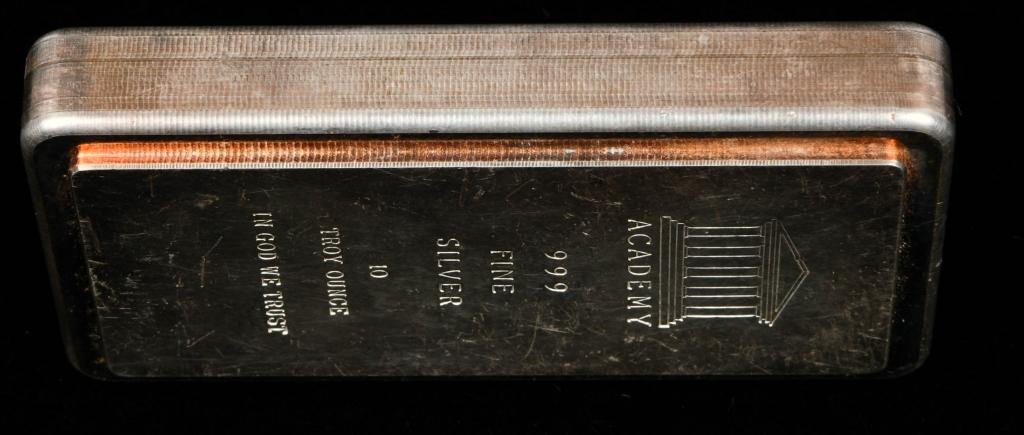 10 oz Academy Silver Bar small Font Stacker