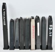 (9) Browning Hi Power 9mm Magazines various sizes