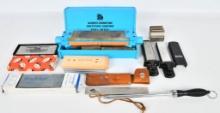 Huge Lot of Various Sharpening Stones & Station