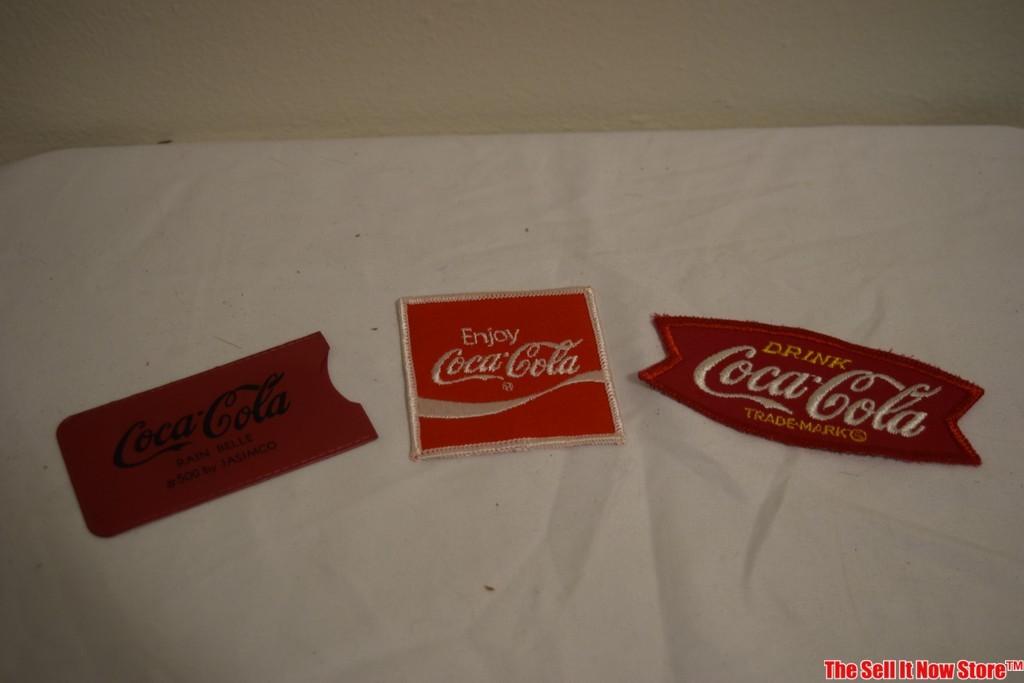 Lot of Vintage Coca-Cola Collectibles Mouse Pads Cork Coasters Patches Pouch Thimbles