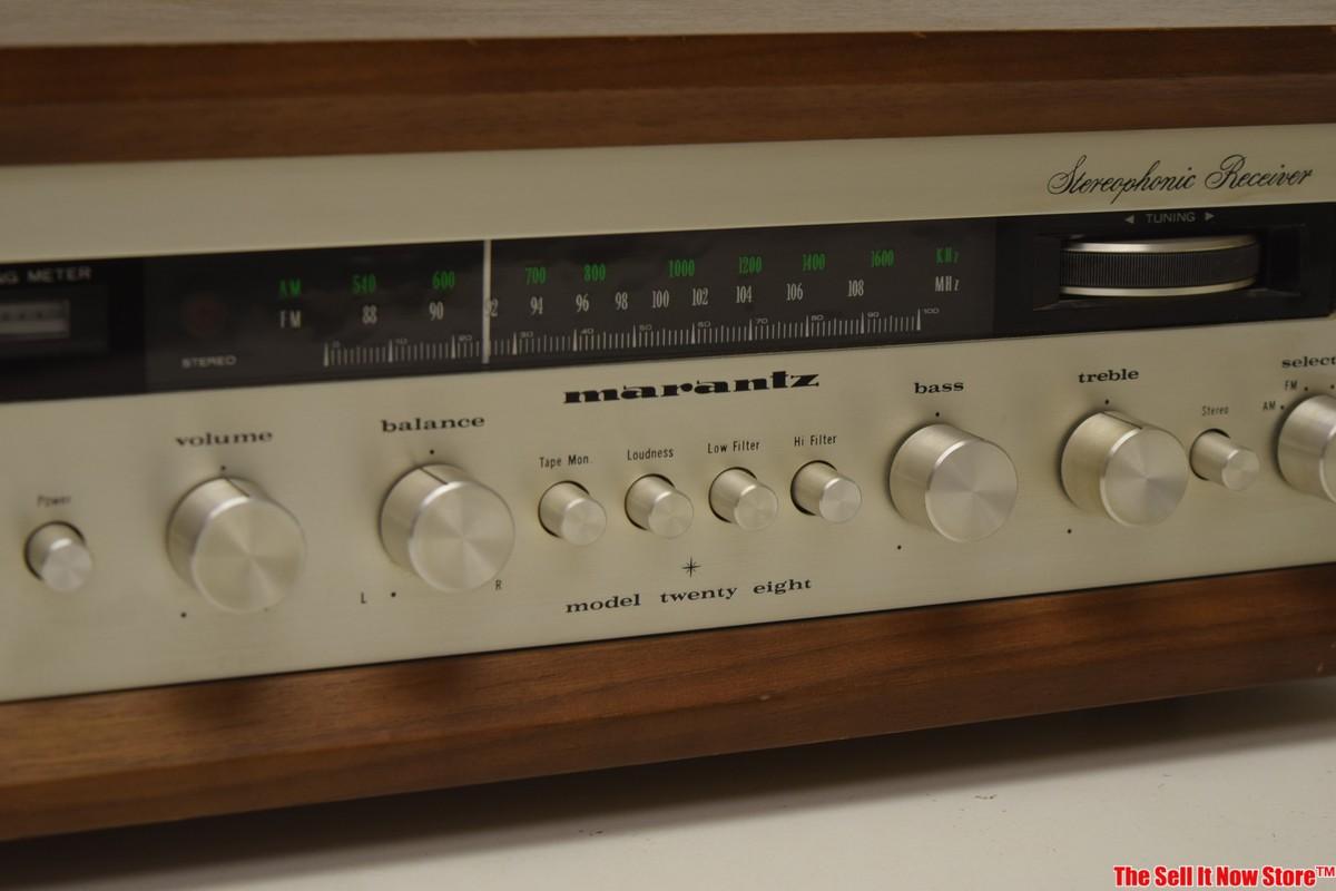 Vintage Marantz Model 28 Twenty Eight Stereo Receiver In Wood Case With Manuals Powers Up