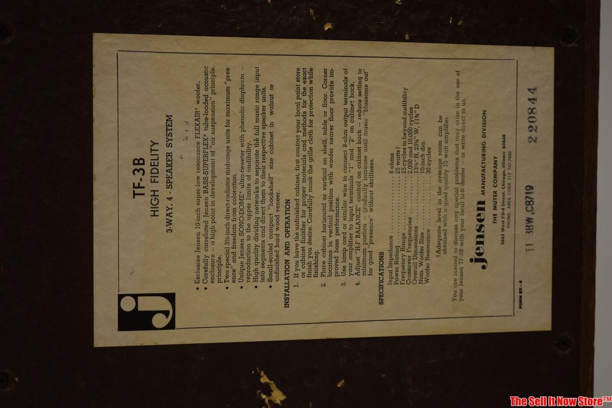 Vintage Pair Of Jensen TF-3B Speakers Tested Both Produce Sound