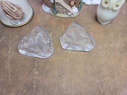 Avon Owl Bottle, figurines, And Paper Weights