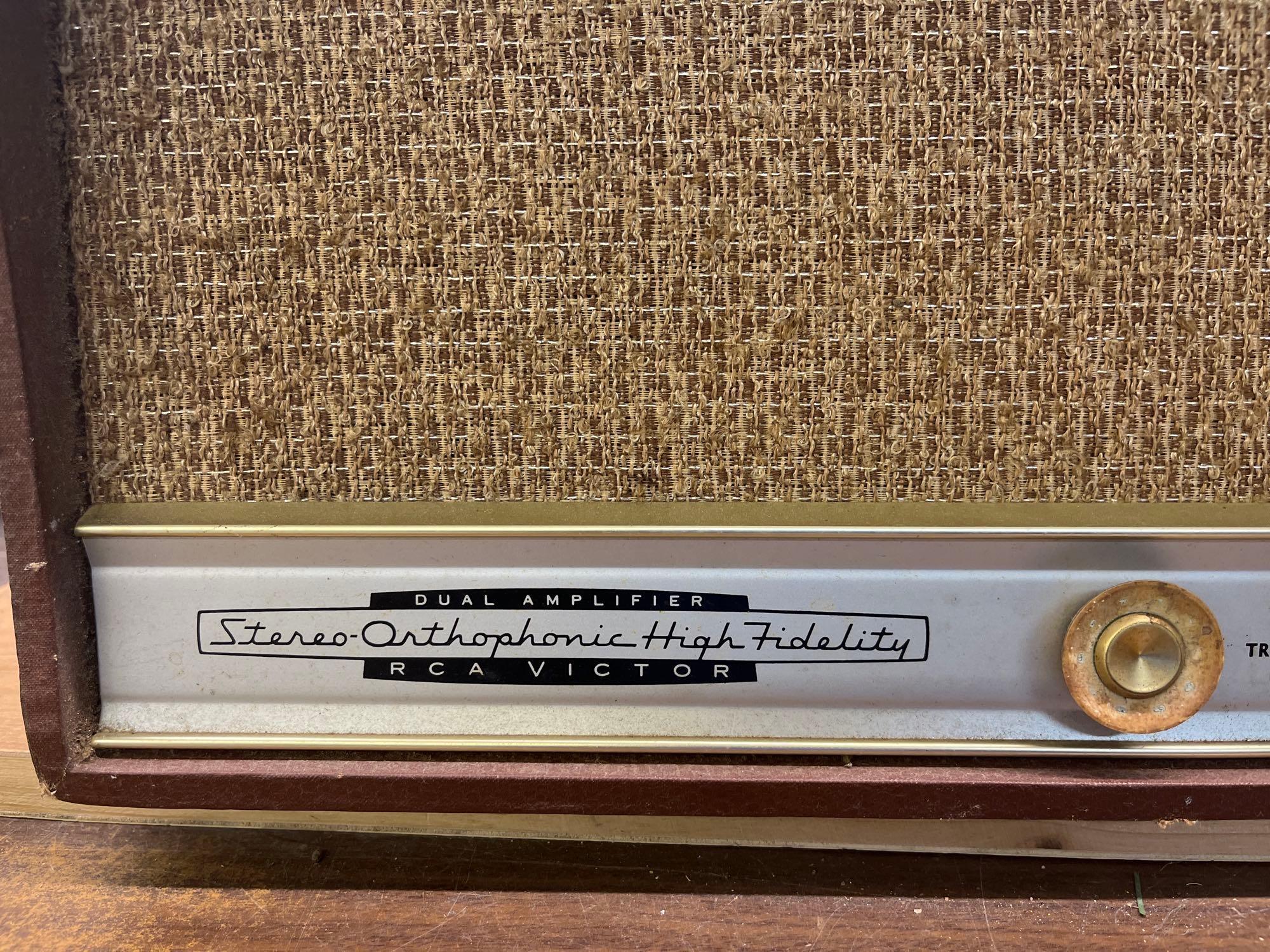 Dual Amplifier Stereo Orthophonic High Fidelity RCA Victor Portable Record Player