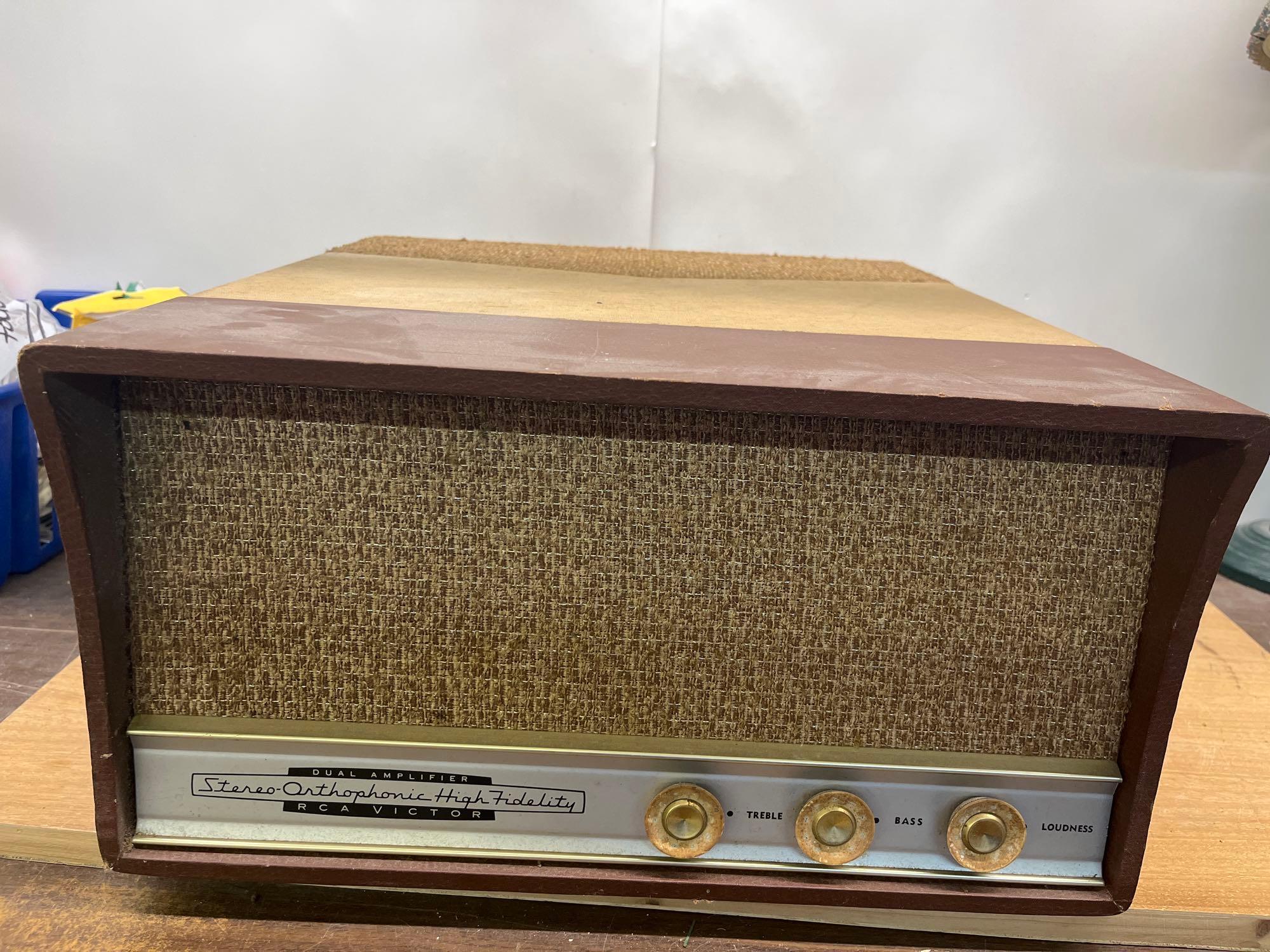 Dual Amplifier Stereo Orthophonic High Fidelity RCA Victor Portable Record Player