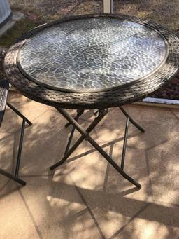 Glass Top Plastic Wicker Table