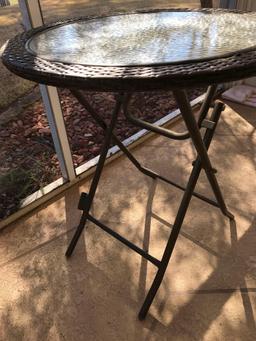 Glass Top Plastic Wicker Table
