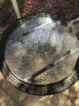 Glass Top Plastic Wicker Table