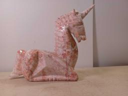 Pink Granite Carved Unicorn