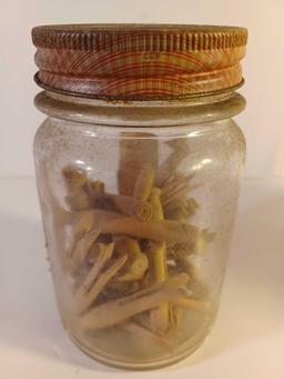 Dukes Mayonnaise Jar with Buttons and Kraft Jar with Wood Clothes Pins