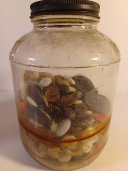 Dukes Mayonnaise Jar with Buttons and Kraft Jar with Wood Clothes Pins