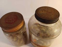 Dukes Mayonnaise Jar with Buttons and Kraft Jar with Wood Clothes Pins