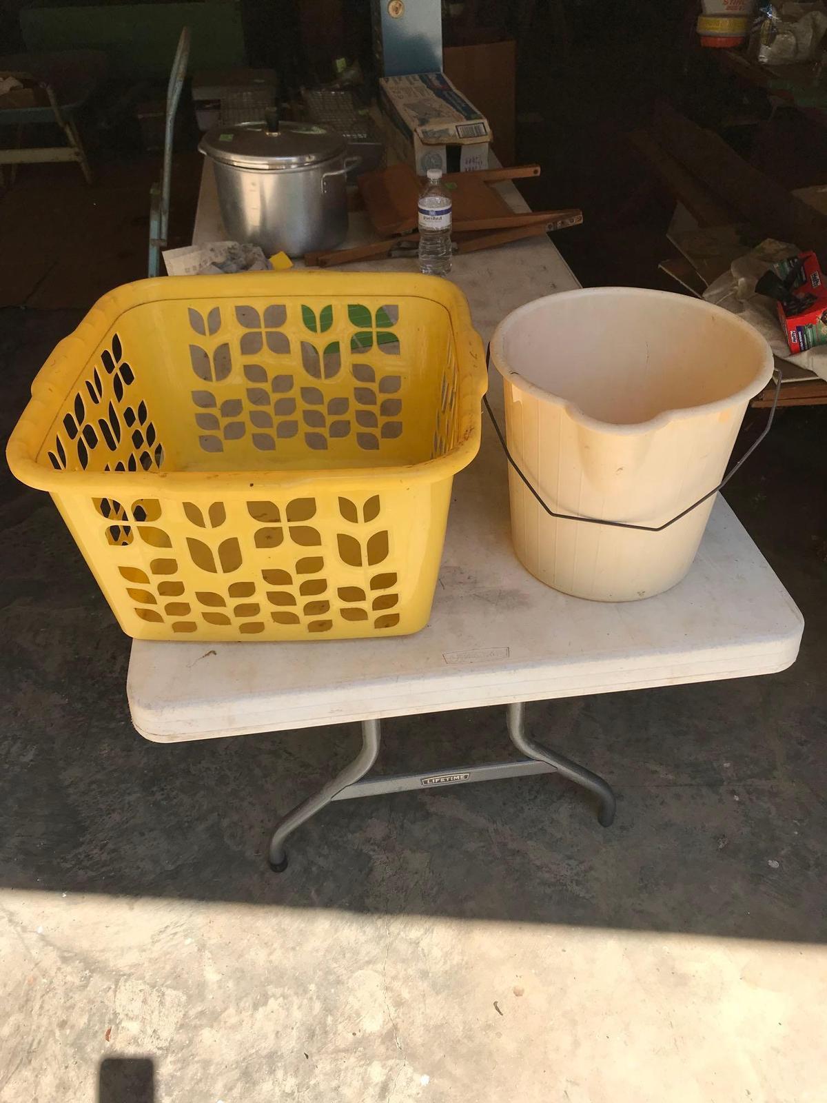 Laundry Basket and Plastic Bucket