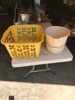 Laundry Basket and Plastic Bucket