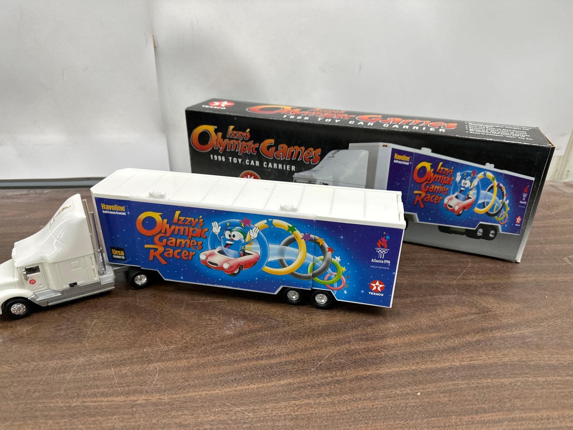 1996 Collectable Texaco Izzys Olympic Games Toy Car Carrier