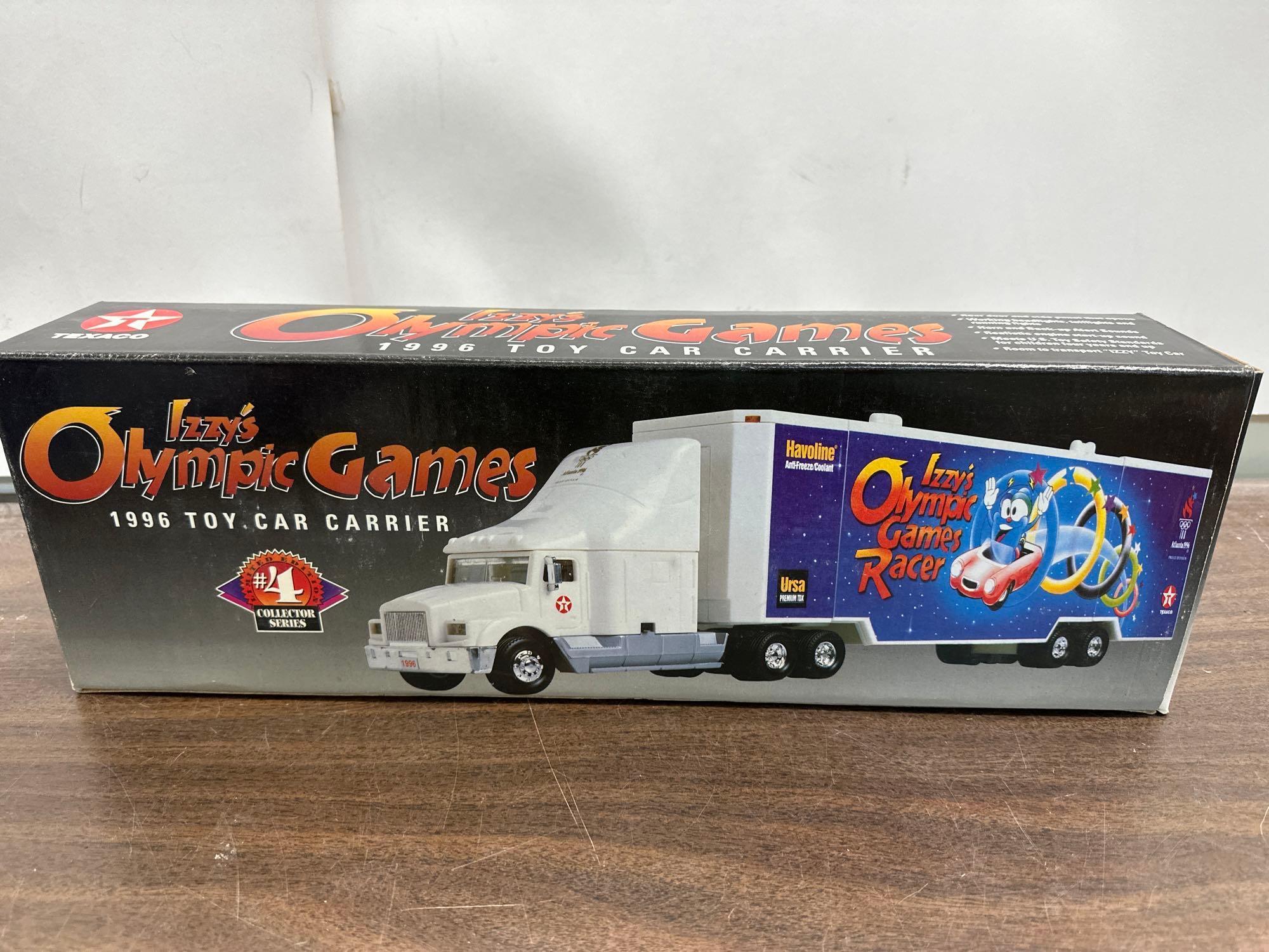 1996 Collectable Texaco Izzys Olympic Games Toy Car Carrier