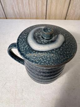 Miya Blue and White Covered Mug With Lid