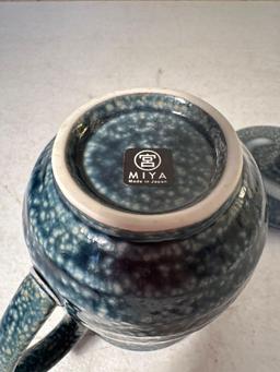 Miya Blue and White Covered Mug With Lid