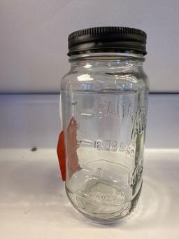 2 Vintage Atlas Mason Jars With HandPainted Lids
